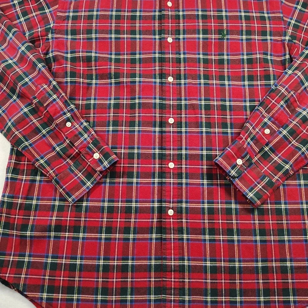 Ralph Lauren Mens Classic Fit Red‎ Tartan Plaid Button Down Shirt XL Long Sleeve